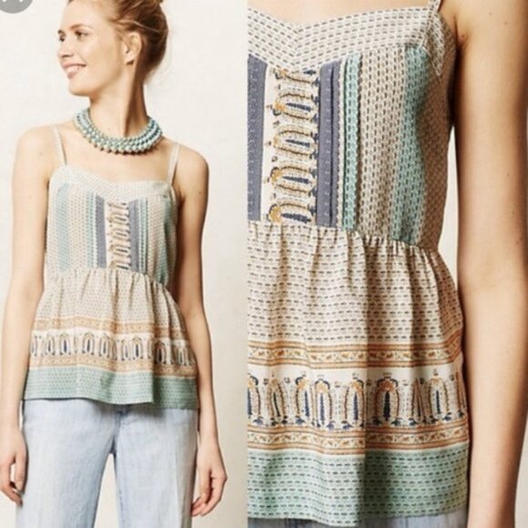Anthropologie Vanessa Virginia Montara boho pastel tank top size 2 - Picture 9 of 11